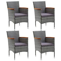 Maison Chic Lot de 4 Chaises de salle à manger de jardin - Fauteuil d'extérieur Résine tressée Gris -MN82831