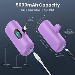 Acheter SANAG Batterie Externe Usb C 5000Mah, 15W 3.0A Charge Rapide Chargeur Portable Mini Power Bank Avec Écran Lcd Compatible Avec Samsung S23,S22/Note/Huawei/Moto/Lg/Pixel/Nexus,Usb C Phones Etc - Pourpre