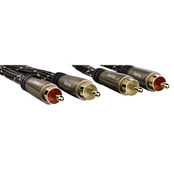 HAMA Câble audio, 2 RCA mâles - 2 RCA mâles, métallique, plaqué or, 1,5 m