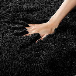 Tapis Salon Carré Shaggy Moderne Noir 200x300cm