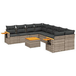 Maison Chic Ensemble Tables et chaises d'extérieur 9 pcs avec coussins,Salon de jardin gris résine tressée -GKD880509