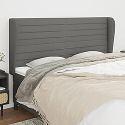 vidaXL Tête de lit avec oreilles Gris foncé 163x23x118/128 cm Tissu