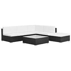 Maison Chic Salon de jardin 6 pcs + coussins - Mobilier/Meubles de jardin - Table et chaises d'extérieur Résine tressée Noir -MN27177