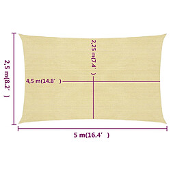 Avis Helloshop26 Voile d'ombrage 160 g/m² beige 2,5 x 5 m pehd 02_0008957