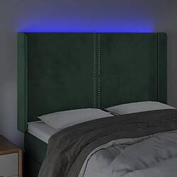 Avis vidaXL Tête de lit à LED Vert foncé 147x16x118/128 cm Velours