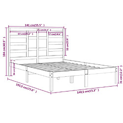 vidaXL Cadre de lit sans matelas bois massif 135x190 cm pas cher