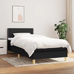 Maison Chic Lit Adulte - Lit simple Lit à sommier tapissier avec matelas moelleux - Meuble de Chambre - Noir 90x190 cm Tissu -MN78094