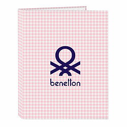 Reliure à anneaux Benetton Vichy Rose A4 (26.5 x 33 x 4 cm)