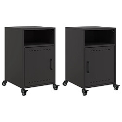 vidaXL Tables de chevet 2 pcs noir 36x39x59 cm acier