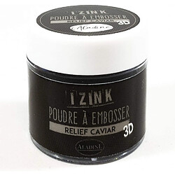 Aladine - Poudre à Embosser Izink Caviar - Embossing - Effet Volume 3D pour Scrapbooking et Carterie Créative - Scrap en Relief Couleur Noir Caviar - Pot de 25 ml