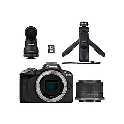 Appareil photo hybride kit Créateur Canon EOS R50 + RF S 18 45mm f 4.5 6.3 IS STM + Micro DM E100 + Poignée trépied HG 100TB