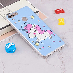 Wewoo Coque pour Huawei Enjoy 7S / P Smart Noctilucent Bleu Horse Pattern TPU étui souple