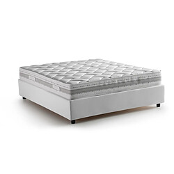 Avis Autrement Talamo Italia Silvia lit double avec conteneur, Made in Italy, en tissu amovible, 160x200 cm, avec ouverture frontale, Blanc, avec matelas inclus.