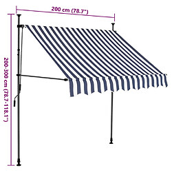 vidaXL Auvent manuel rétractable avec LED 200 cm Bleu et blanc pas cher