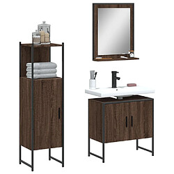 ComfortXL Ensemble D'armoires De Salle De Bain 3 Pièces Chêne Marron