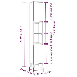 vidaXL Armoire de salle de bain gris béton 30x30x190 cm pas cher