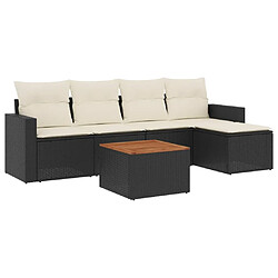 Maison Chic Ensemble Tables et chaises d'extérieur 6pcs avec coussins,Salon de jardin noir résine tressée -GKD766256