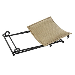 Pegane Repose-pieds en rotin naturel et métal noir - longueur 53 x Profondeur 45 x hauteur 44 cm