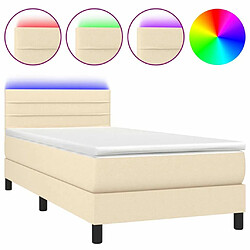 Sommier à lattes LED,Cadre à lattes de lit avec matelas pour Adulte Crème 90x190 cm Tissu -MN64991