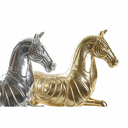 Figurine Décorative DKD Home Decor Cheval Argenté Doré Résine (34 x 9,5 x 33,5 cm) (2 Unités)