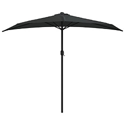 Helloshop26 Parasol demi de balcon avec mât en aluminium 270 x 135 x 245 cm noir 02_0008302