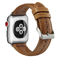 Bracelet en cuir véritable couche supérieure marron pour Apple Watch Series 4 44mm/Series 3/2/1 42mm