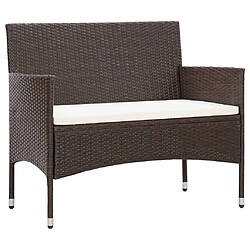 Maison Chic Salon de jardin 4 pcs + coussins - Mobilier/Meubles de jardin - Table et chaises d'extérieur Résine tressée Marron -MN25105