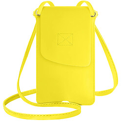 Avizar Pochette Bandoulière Smartphone avec Rangement carte Simili cuir jaune