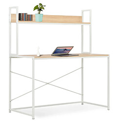 vidaXL Bureau d'ordinateur Blanc et chêne 120 x 60 x 138 cm