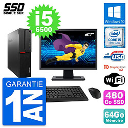 PC Lenovo M800 SFF Ecran 27" Intel i5-6500 RAM 64Go SSD 480Go Windows 10 Wifi - Occasion