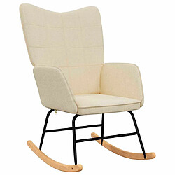 Avis vidaXL Chaise à bascule avec tabouret Crème Tissu