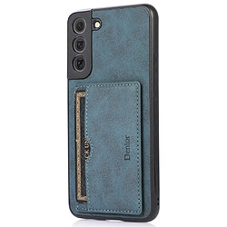 Coque en TPU + PU avec béquille et porte-carte bleu pour votre Samsung Galaxy S22 5G