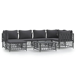 Maison Chic Salon de jardin 7 pcs + coussins - Mobilier/Meubles de jardin - Table et chaises d'extérieur anthracite acier -MN88967