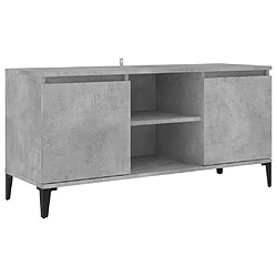 Maison Chic Meuble TV scandinave avec pieds - Banc TV pour salon en métal Gris béton 103,5x35x50 cm -MN36121