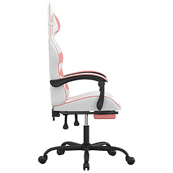 Avis vidaXL Chaise de jeu pivotante et repose-pied Blanc et rose Similicuir