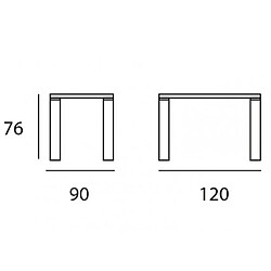 Inside 75 Table repas ECO 4 couverts 120 x 90 x 76 cm pieds noyer plateau céramique hidra