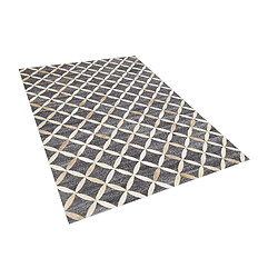 Beliani Tapis en cuir et tissu gris et beige 140 x 200 cm GENC