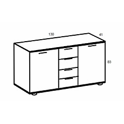 Inside 75 Commode AURELIA blanc 2 portes 4 tiroirs 130 cm