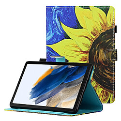 Etui en PU avec support, porte-cartes et porte-stylo tournesol pour votre Samsung Galaxy Tab A8 10.5 (2021) X205/X200