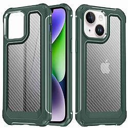 Coque en TPU antichoc, texture fibre de carbone pour votre iPhone 14 Plus - vert