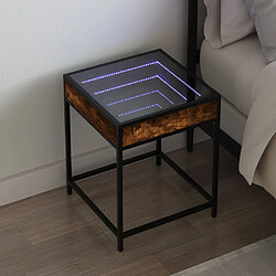 vidaXL Table de chevet avec LED infini chêne fumé 40x40x51 cm