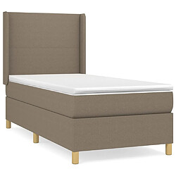 Maison Chic Lit adulte- Lit + matelas,Sommier à lattes de lit avec matelas Taupe 90x200 cm Tissu -GKD59864