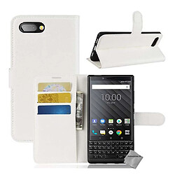 Htdmobiles Housse etui portefeuille pour Blackberry Key2 + film ecran - BLANC