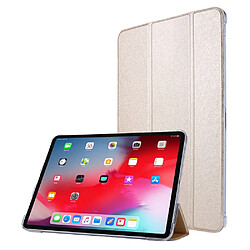 Etui en PU Texture de soie avec support tri-pliure or pour votre Apple iPad Pro 12.9 pouces (2021)