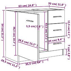 vidaXL Armoire d'évier Blanc 63x30x54 cm Bois d'ingénierie pas cher