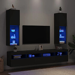 Avis vidaXL Meubles TV avec lumières LED 2 pcs noir 30,5x30x102 cm