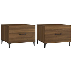 vidaXL Tables basses avec pieds en métal 2 pcs Chêne marron 50x50x40cm