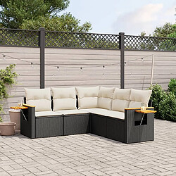 Maison Chic Ensemble de 5 Tables et chaises d'extérieur avec coussins,Salon de jardin noir résine tressée -GKD107728