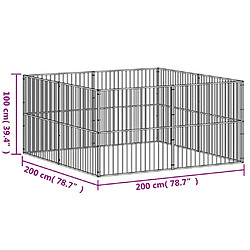 vidaXL Parc pour chien 8 panneaux noir acier galvanisé pas cher