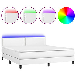 vidaXL Sommier à lattes de lit avec matelas et LED Blanc 160x200 cm